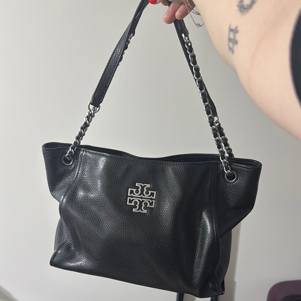 Tory Burch Black Leather Tote Bag